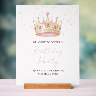 Princess Crown Birthday Party Acrylic Sign