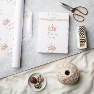 Princess Crown Birthday Party Wrapping Paper