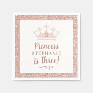 Princess Crown Blush Pink Glitter Birthday  Napkin