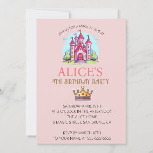 Princess Crown Castle Birthday Invitation