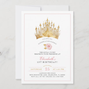 Princess Crown Cinderella Birthday Party Invitation