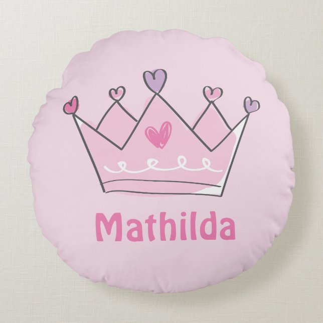 Princess Crown, Cute Baby Gift, Personalised   Round Cushion (Front)