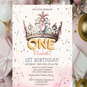 Princess Crown Fairytale 1st Birthday  Invitation