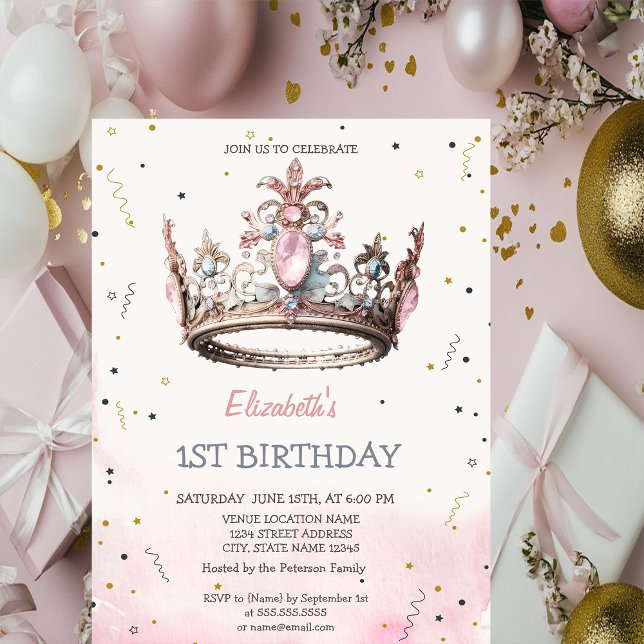 Princess Crown Fairytale Birthday  Invitation (Creator Uploaded)