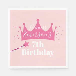 Princess crown girls birthday party napkin