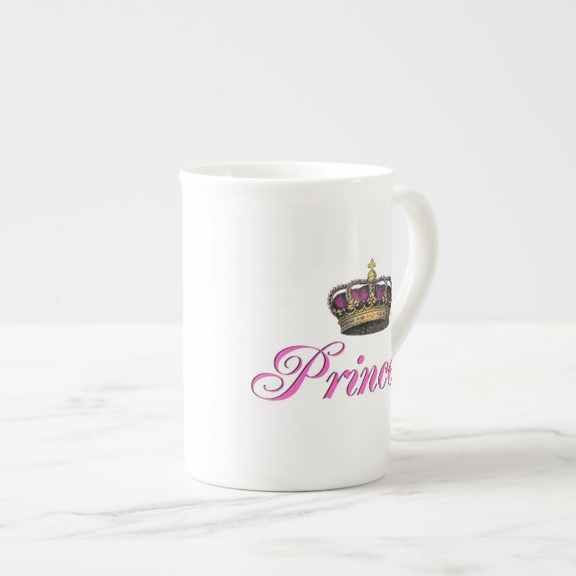 Princess crown in hot pink bone china mug (Front Right)