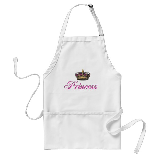 Princess crown in hot pink standard apron (Front)