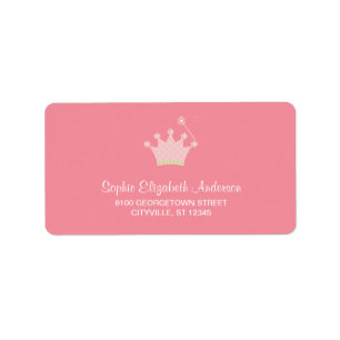 Princess Crown Kids Address Label