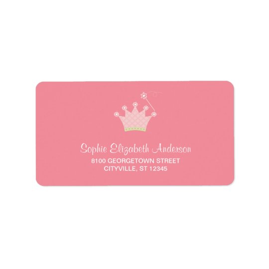 Princess Crown Kids Address Label