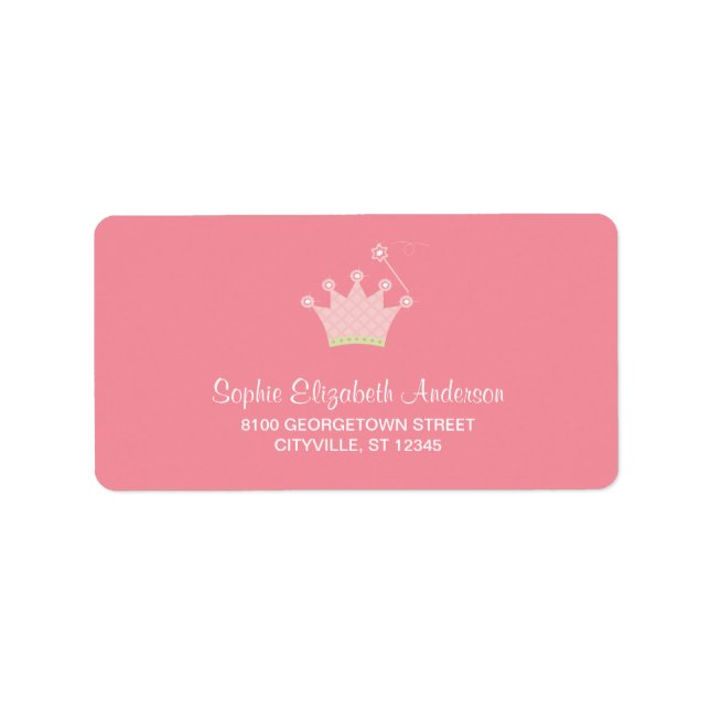 Princess Crown Kids Address Label (Front)