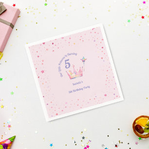 Princess Crown Pastel Pink Little Girl Birthday Napkin