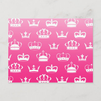Princess crown pattern with pink gradient postcard