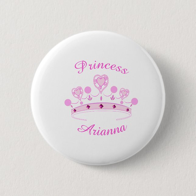 Princess Crown Personalised 6 Cm Round Badge (Front)