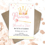 Princess Crown Pink 2nd Girl Birthday  Invitation<br><div class="desc">Cute watercolor Princess Crown with wand Birthday watercolor artwork.  Children's Princess birthday theme. Easy to personalise. Also available as a digital download!</div>