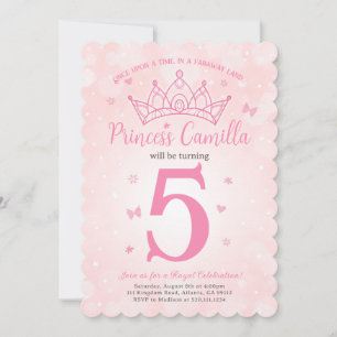 Princess Crown Pink Birthday Party Invitation