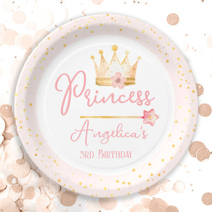 Princess Crown Pink Little Girl Birthday  Paper Plate