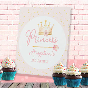 Princess Crown Pink Little Girl Birthday  Pedestal Sign