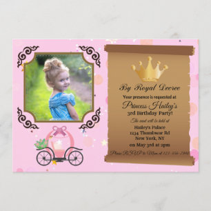 Princess Crown Pink Photo Birthday Invitation