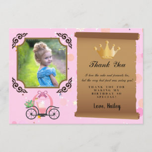 Princess Crown Pink Photo Thank You Card
