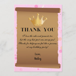 Princess Crown Pink Thank You Card