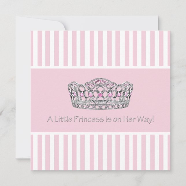Princess Crown Pink White Baby Shower Invitation (Front)