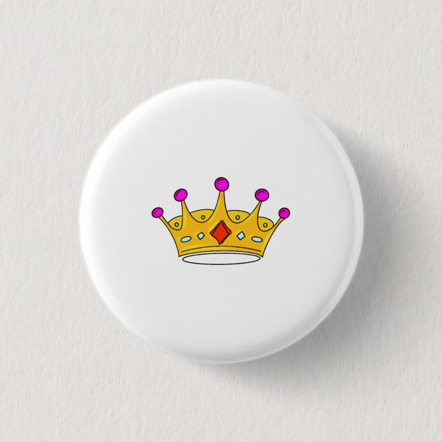 Princess crown, prince crown, crown theme 3 cm round badge (Front)