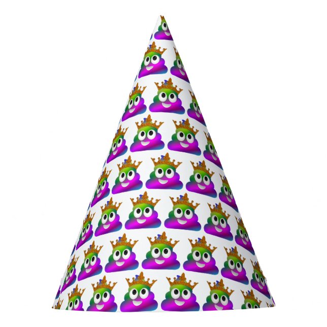 Princess Crown Rainbow Emoji Poop Party Hat (Front)