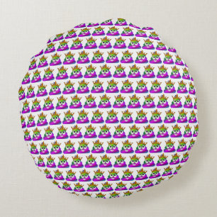 Princess Crown Rainbow Emoji Poop Round Cushion