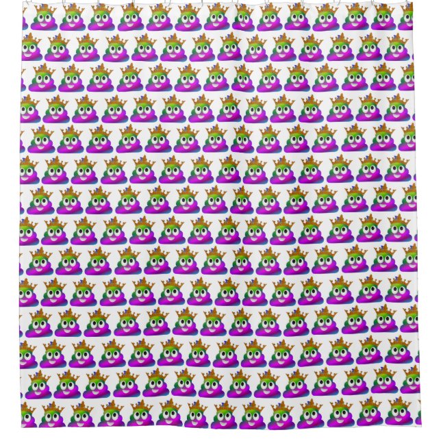 Princess Crown Rainbow Emoji Poop Shower Curtain (Front)