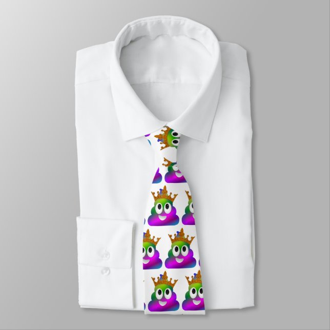 Princess Crown Rainbow Emoji Poop Tie (Tied)