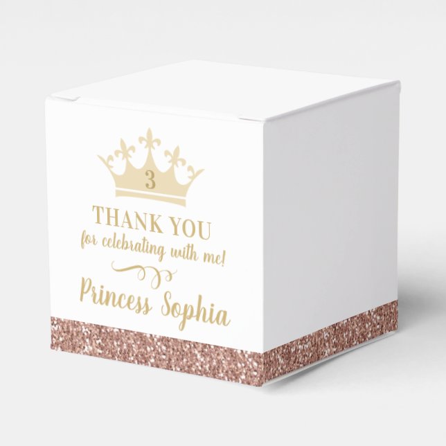 Princess Crown Thank You Birthday Party Favour Box (Front Side)