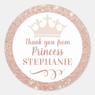 Princess Crown Thank You Party Favour Classic Round Sticker