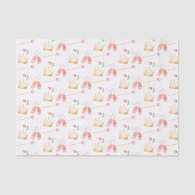 Princess Crown Wand Pink Little Girl Birthday  Tissue Paper (Front)