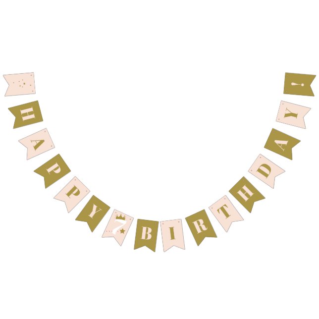 Princess Crown with Age Kids Happy Birthday Party Bunting (All)