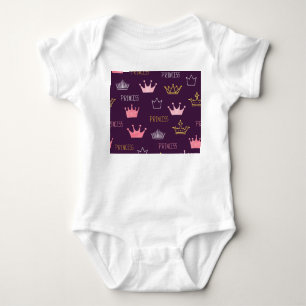 Princess crowns: watercolor glitter pattern. baby bodysuit