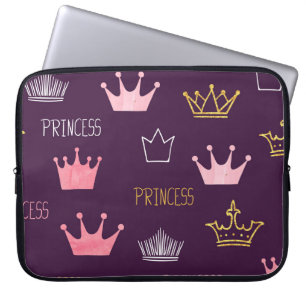 Princess crowns: watercolor glitter pattern. laptop sleeve