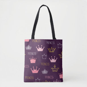 Princess crowns: watercolor glitter pattern. tote bag