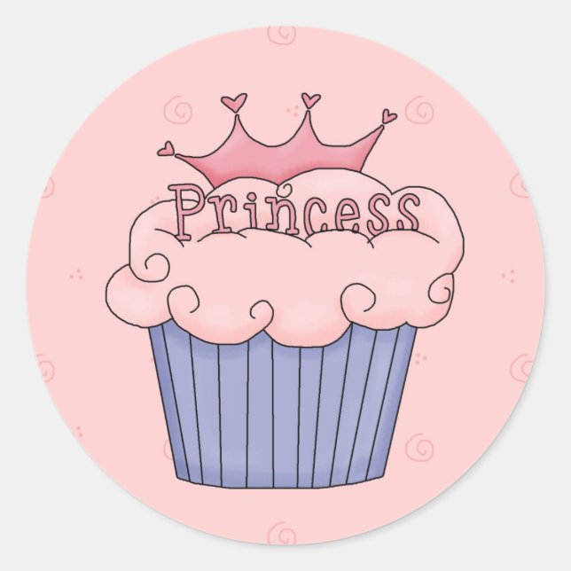 Princess cupcake classic round sticker (Front)