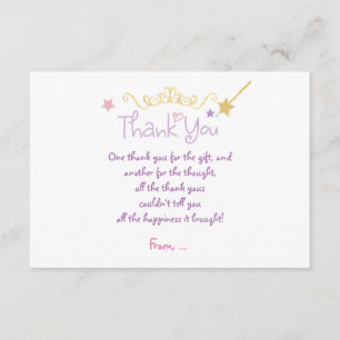 PRINCESS Custom Birthday Party THANK YOU CARD