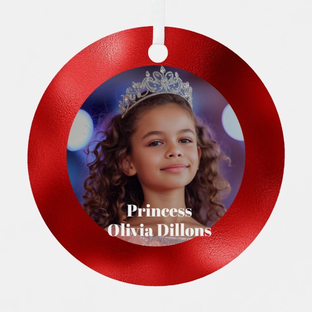 Princess Custom Photo Metal Christmas Ornament (Front)