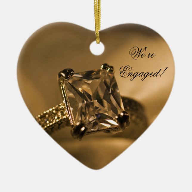 Princess Cut Diamond Engagement Ring Ceramic Tree Decoration (Front)