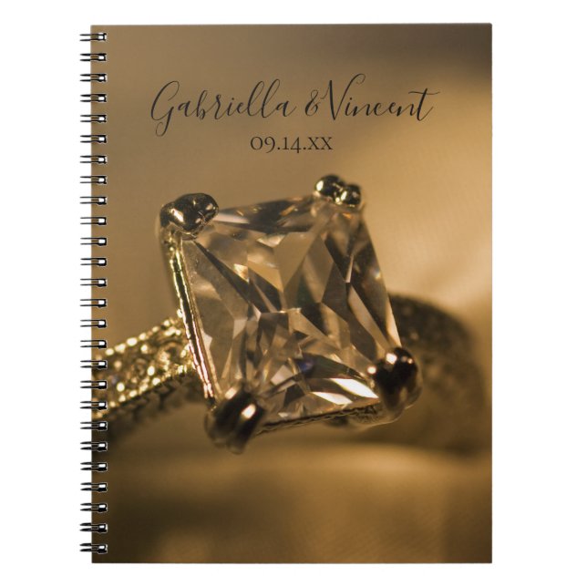 Princess Cut Diamond Engagement Ring Wedding Notebook (Front)