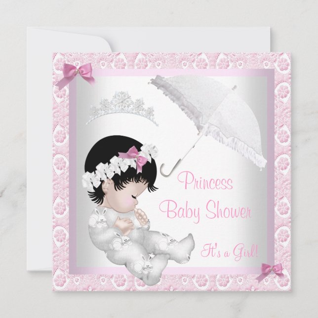 Princess Cute Baby Shower Pretty Pink Lace Invitation (Front)