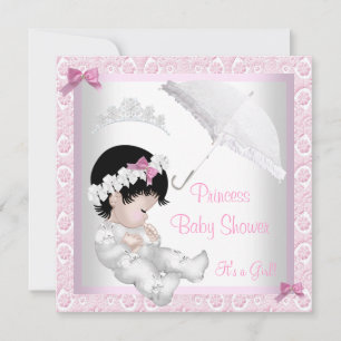 Princess Cute Baby Shower Pretty Pink Lace Invitation