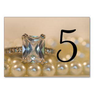 Princess Diamond Ring Pearls Wedding Table Numbers