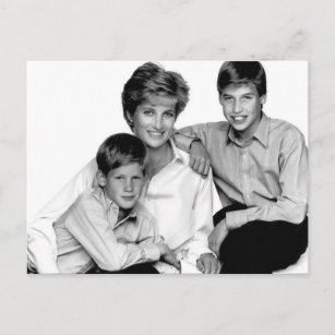 Princess Diana and sons Postcard
