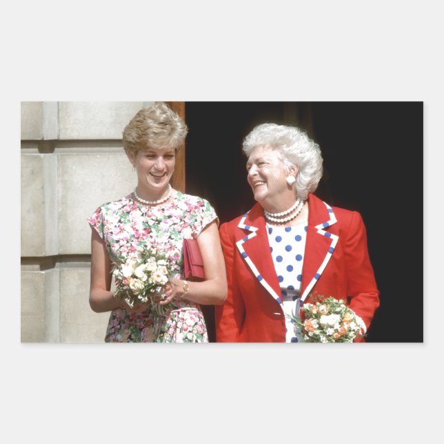Princess Diana-Barbara Bush Rectangular Sticker (Front)