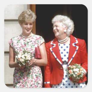 Princess Diana-Barbara Bush Square Sticker