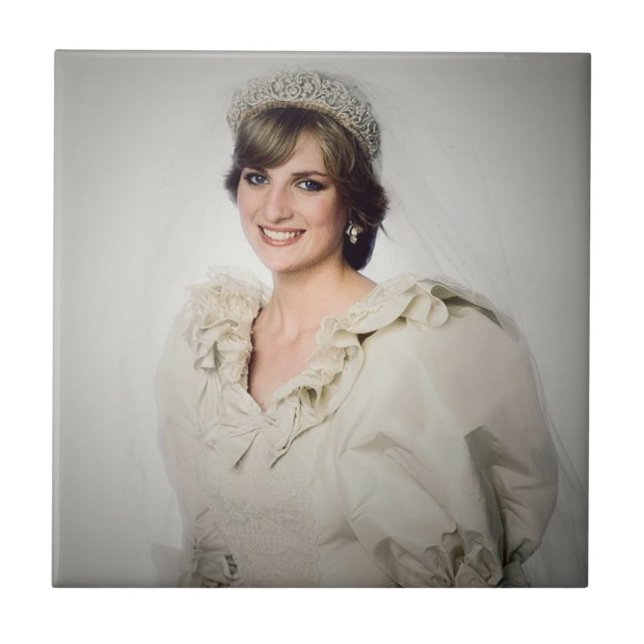 Princess Diana wedding portrait stylised Tile (Front)