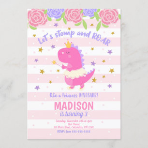 Princess Dinosaur Birthday Invitation
